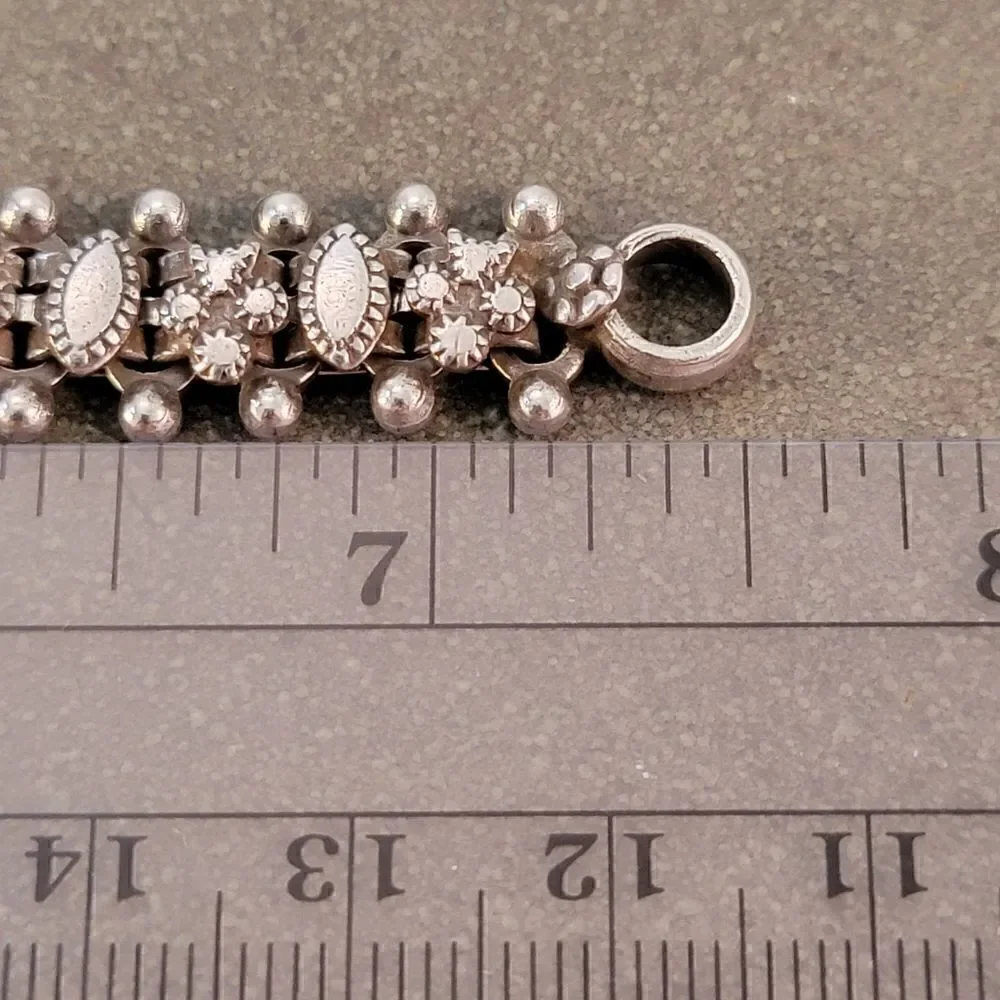 Vintage 900 Silver Artisan Ornate Beaded Rashod Arts Bracelet